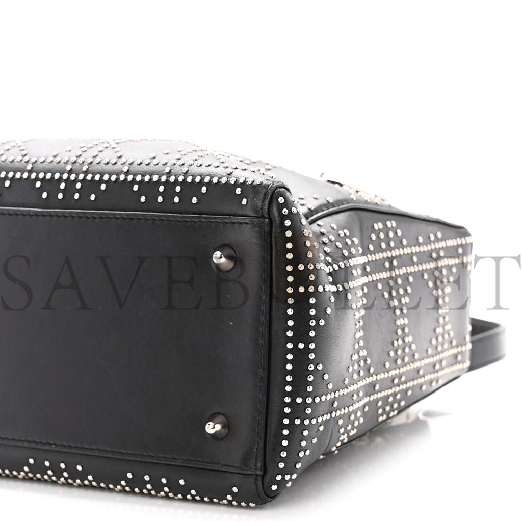 DIOR LAMBSKIN STUDDED CANNAGE MEDIUM LADY DIOR BLACK (23*20*12.7cm)