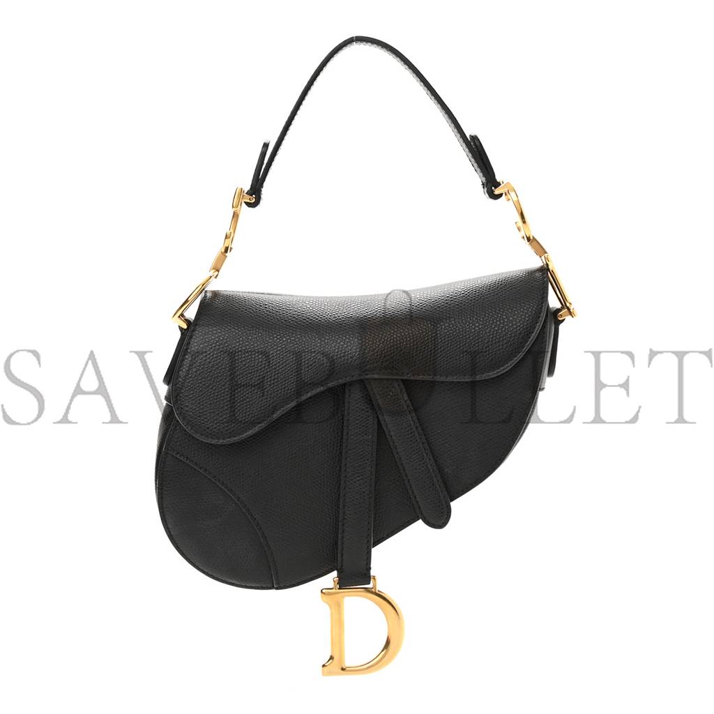 DIOR GRAINED CALFSKIN MINI SADDLE BAG BLACK (18*16*5.1cm)