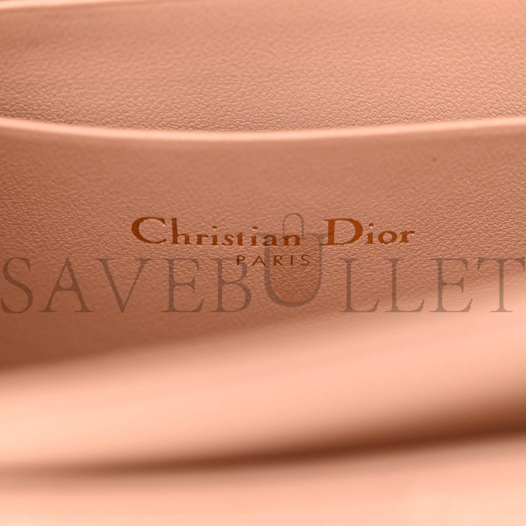 DIOR LAMBSKIN LADY DIOR TOP HANDLE CLUTCH CARAMEL BEIGE (20*11*3.8cm)