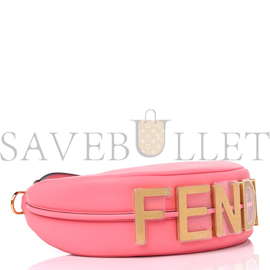 FENDI VITELLO GRACE MATTE SMALL FENDIGRAPHY HOBO BAG PINK DALIA (22*17*9cm)