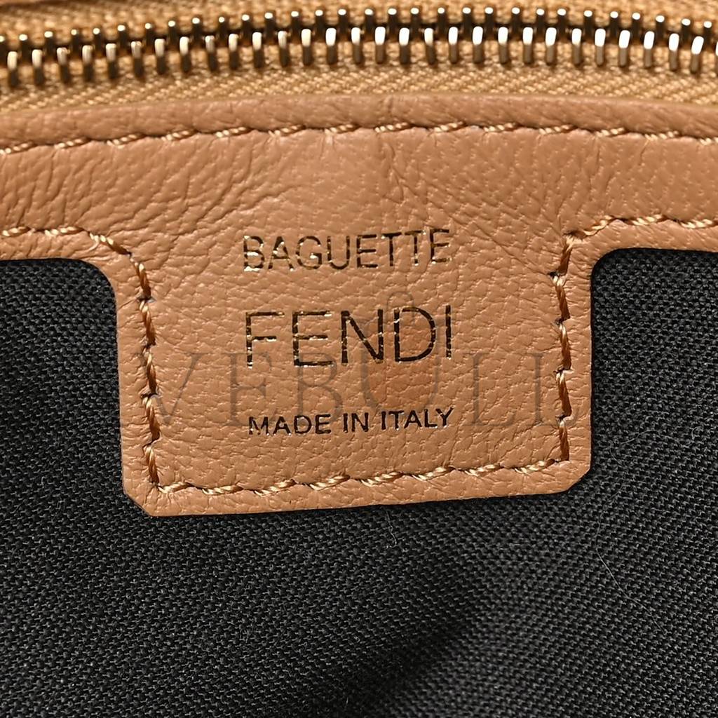 FENDI NAPPA FF 1974 EMBOSSED BAGUETTE MIELE SCURO (27*16*5cm)