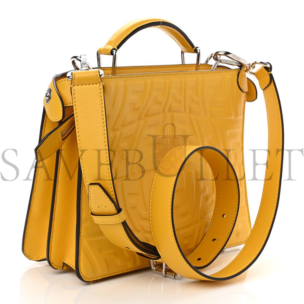 FENDI X SARAH COLEMAN NAPPA FF FISH EYE EMBOSSED MINI PEEKABOO I SEE U SATCHEL MIMOSA (25*20*9cm)